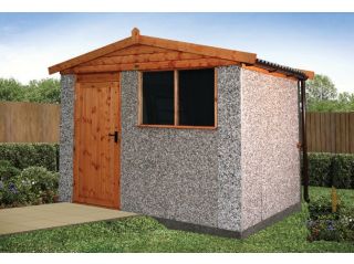 A 10' x 8' Apex Spar shed with optional Deluxe timber door