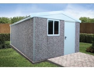 An extra-high Apex Deluxe shed, 7'6" eaves