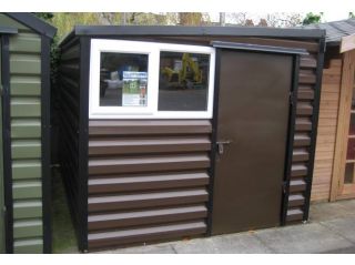 An 8ft wide pent model with standard white window frame