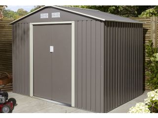 An 8'x6' Trentdale metal shed in light grey